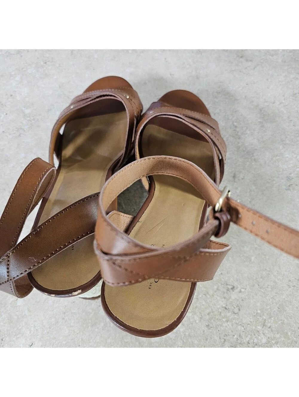 Bass Reece Brown Wedge Sandals Size 10M